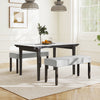 Elegant gray upholstered entryway bench featuring a padded seat and solid rubber wood legs, ideal for stylish storage.
