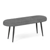 Gray upholstered entryway bench with button tufting and heavy-duty metal frame, ideal for entryways or bedrooms.