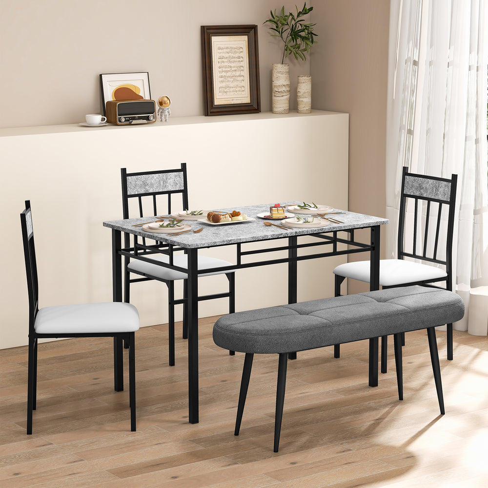 Gray upholstered entryway bench with button tufting, sturdy metal frame, and spacious seating for two in a stylish.