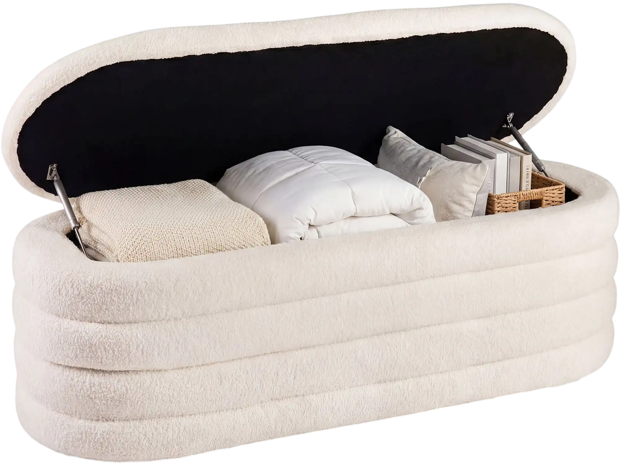 Costway Upholstered Fabric Storage Ottoman Bench 92065054 New
