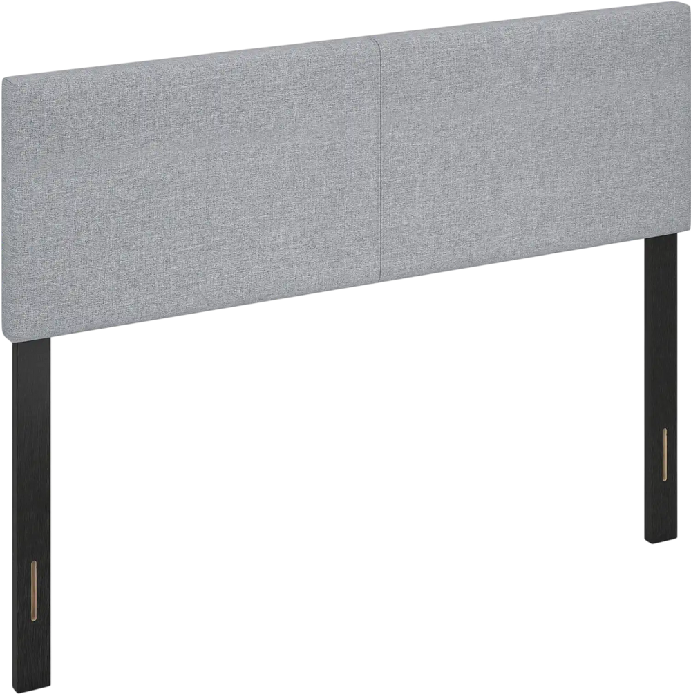 Upholstered gray headboard for queen/full size bed, featuring soft linen fabric and adjustable plywood legs for easy.