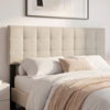 Upholstered Headboard Queen/Full Size Quilted Grid Linen Fabric Bed Frame Mount Panel-Beige - Gallery View 1 of 10