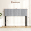 Gray upholstered headboard with quilted grid design, dimensions 63"x47", adjustable for queen/full size bed.