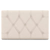 Beige upholstered headboard for twin size bed featuring a button tufted design and adjustable height for stylish.