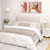 Upholstered headboard in beige for twin size bed with button tufted design, providing comfort and modern elegance.