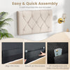 Beige upholstered headboard for twin size bed with button tufted design, featuring easy wall-mounted assembly.