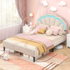 Upholstered LED Bed Frame with Adjustable Flower Headboard and Metal Support Feet-Full Size - Gallery View 1 of 10