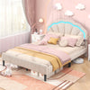 Upholstered LED Bed Frame with Adjustable Flower Headboard and Metal Support Feet-Queen Size - Gallery View 1 of 10