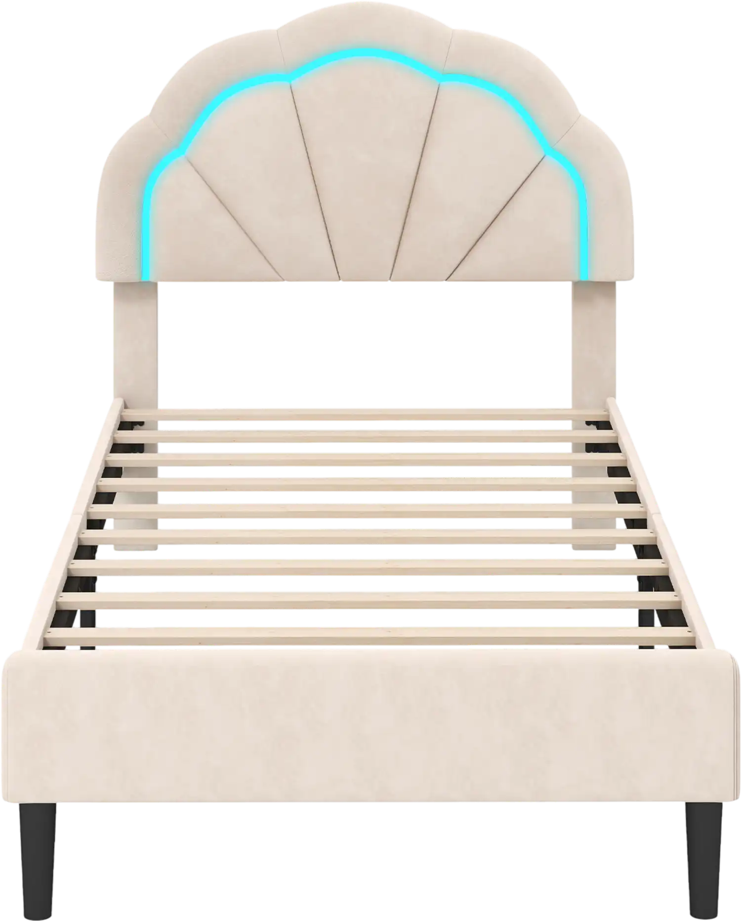 Costway Upholstered LED Bed Frame Adjustable Flower Headboard Metal Support Feet 71943852 New