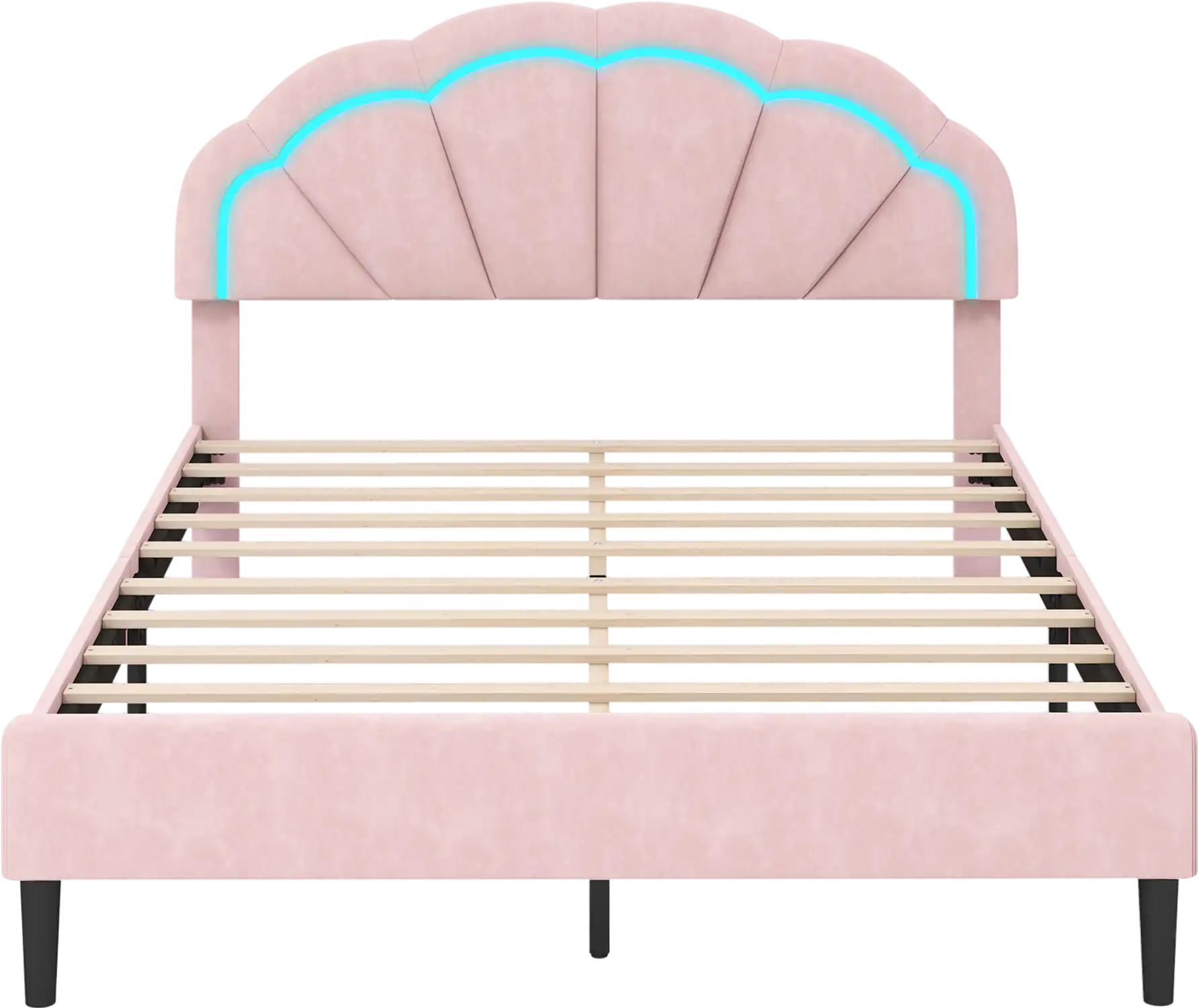 Costway Upholstered LED Bed Frame Adjustable Flower Headboard Pink 31692847 New