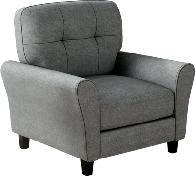 Costway Modern Upholstered Accent Chair Gray Rubber Wood Legs 96584271 New