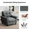Modern gray upholstered accent chair with rubber wood legs, featuring breathable linen fabric and soft sponge for.