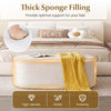 Upholstered ottoman bench in beige with high-density sponge filling, perfect for living room or entryway use.