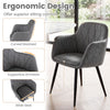 Curved back gray upholstered kitchen chair with supportive armrests and wide seat, perfect for dining and home offices.