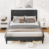 Upholstered Platform Bed with Tufted Headboard and Wooden Slats Gray-Queen Size - Gallery View 1 of 10