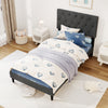 Upholstered Platform Bed with Tufted Headboard and Wooden Slats Gray-Twin Size - Gallery View 1 of 10