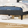 Upholstered twin platform bed with tufted headboard, featuring 6" bottom space for easy floor cleaning.
