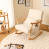 Upholstered Rocking Chair with Pillow and Rubber Wood Frame-Beige - Gallery View 1 of 11