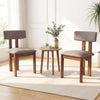 Upholstered rubber wood dining chairs set of 2 with curved backrest in walnut finish, ideal for dining spaces.