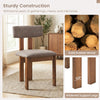 Upholstered dining chair with curved backrest in walnut, made of solid rubber wood for durability and stability.