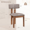 Upholstered dining chair dimensions with curved backrest, walnut rubber wood, supports up to 375 lbs for durable use.