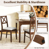 Upholstered side dining chairs set of 2 in brown with rubber wood frame, featuring ergonomic backrest and non-slip foot.