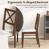 Upholstered side dining chair with ergonomic X-shaped backrest and rubber wood frame, ideal for kitchen or dining room.