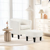 Upholstered Teddy Velvet Club Barrel Chair with Ottoman with Footrest-Beige - Gallery View 1 of 9