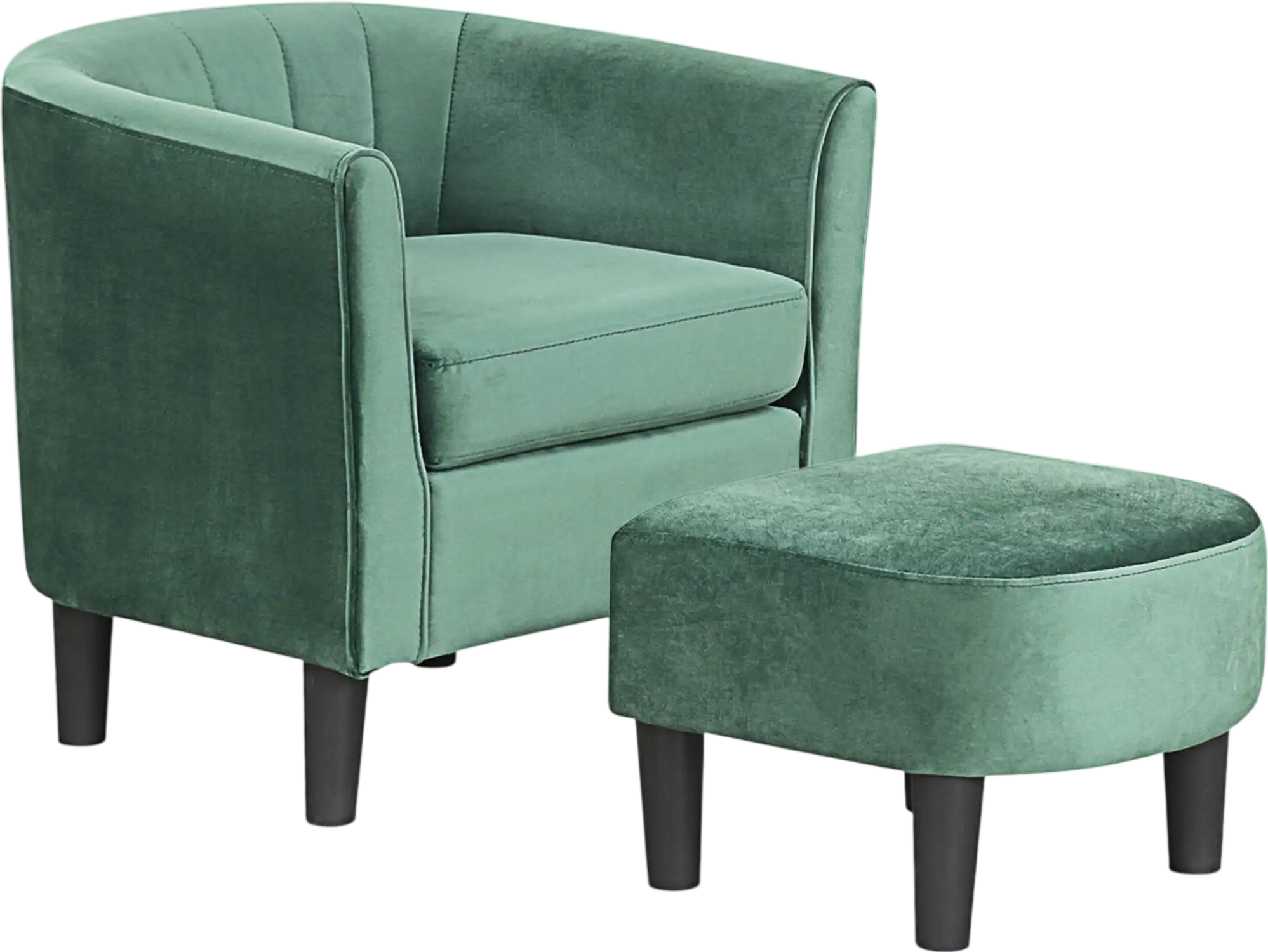Costway Teddy Velvet Barrel Accent Chair Ottoman Green 59687132 New