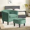 Upholstered Teddy Velvet Club Barrel Chair with Ottoman with Footrest-Green - Gallery View 1 of 9