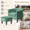 Upholstered green teddy velvet club barrel chair with ottoman, ideal for living room, bedroom, or office relaxation.