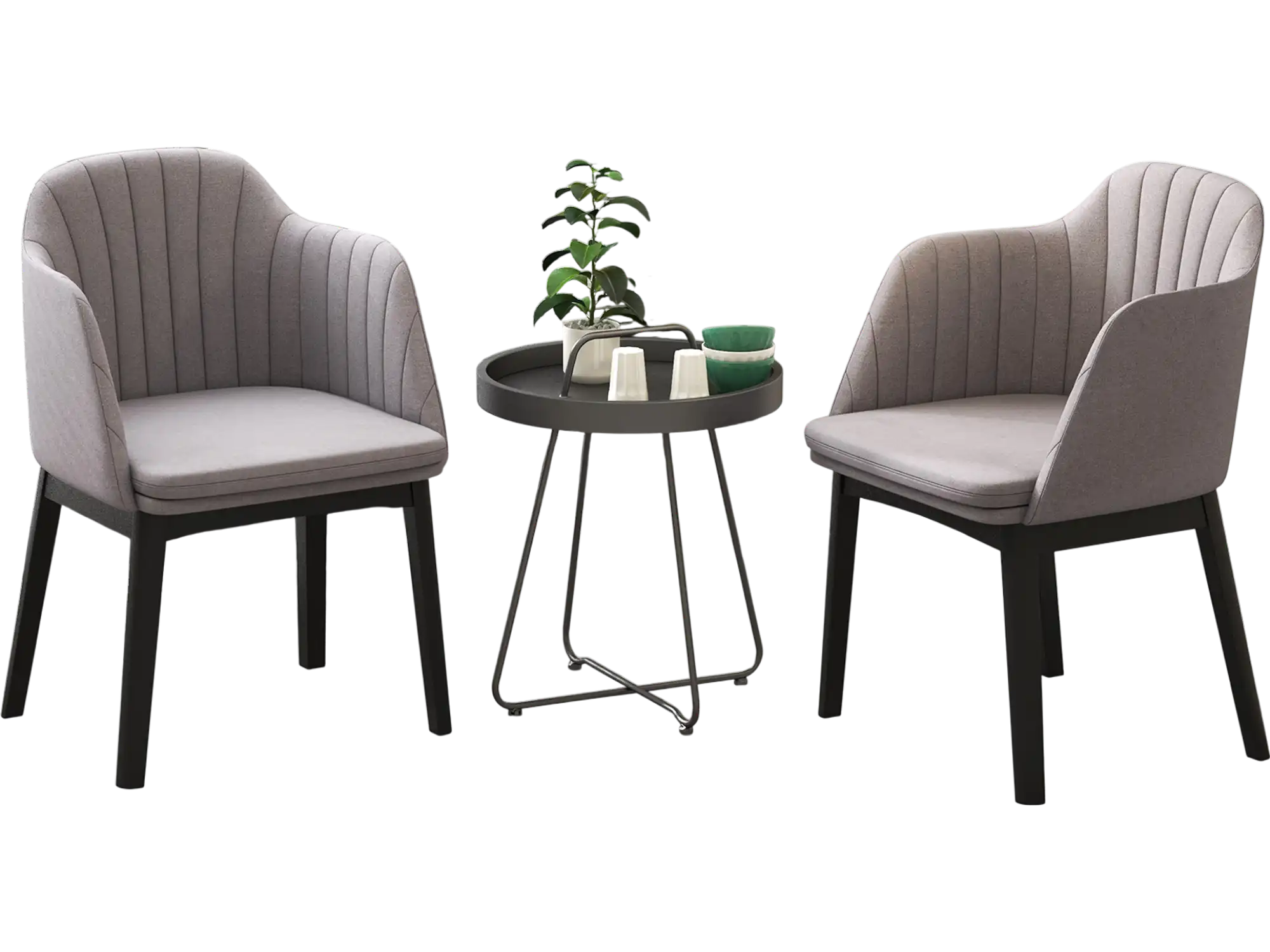 Costway Upholstered Velvet Accent Dining Chairs Set of 2 Grey 64152738 New