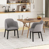 Curved backrest grey upholstered dining chairs set of 2 with rubber wood frame, perfect for dining and relaxation.
