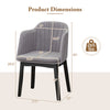 Upholstered velvet accent dining chair dimensions in grey, featuring a curved backrest and sturdy rubber wood frame.