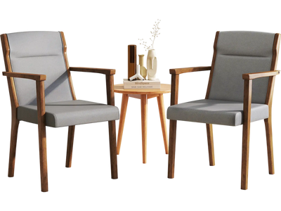 Costway Upholstered Wooden Accent Chairs Set of 2 High Back Soft Cushion Gray 964312578 New