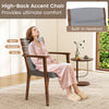 High-back accent chair in gray with built-in headrest, ergonomic design, and rubber wood frame for ultimate comfort.
