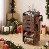 Utility trolley in rustic brown with 3 drawers and open shelves, ideal for organizing crafting essentials during the.