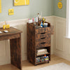 Utility trolley in rustic brown with 3 drawers and open shelves, perfect for organizing crafting essentials in any room.