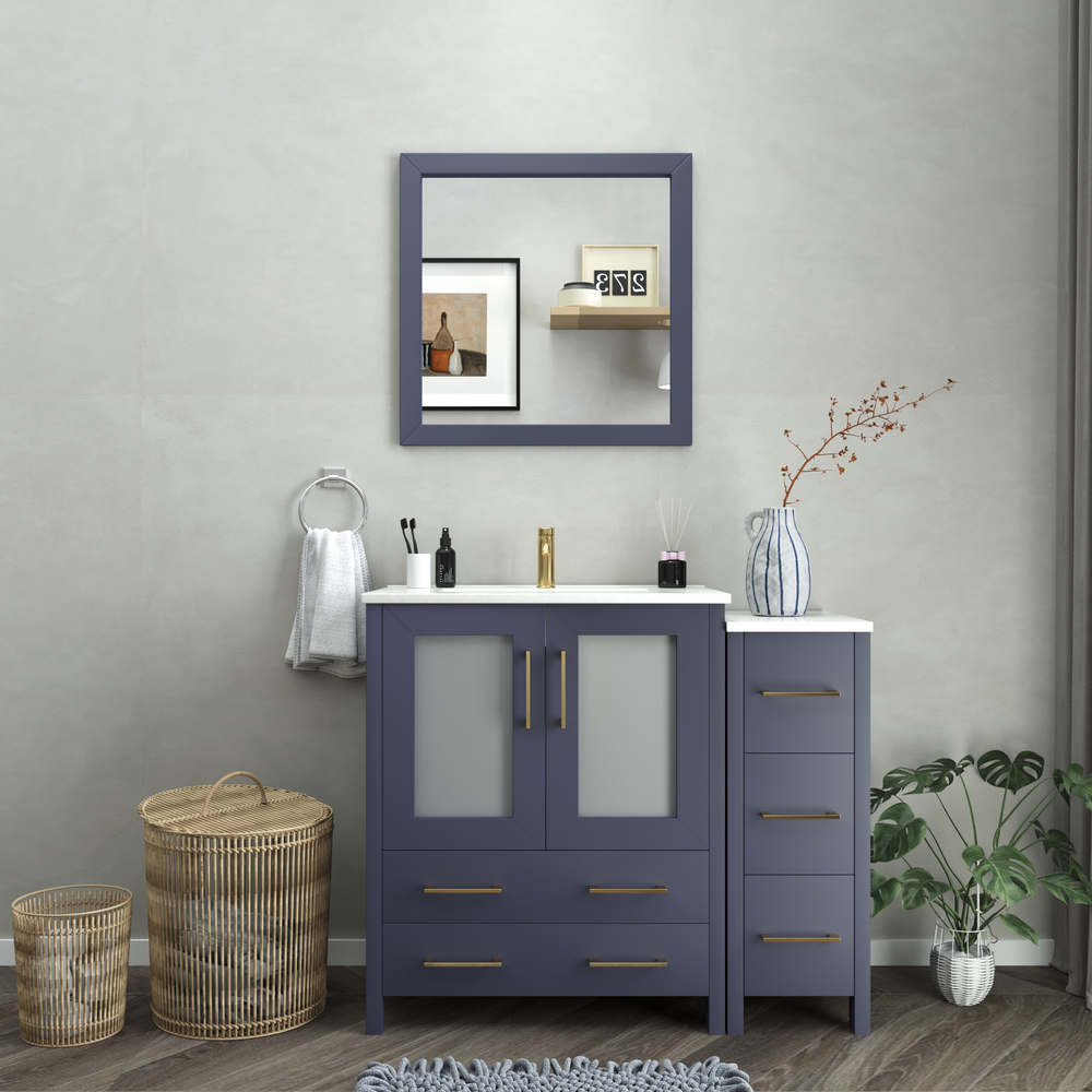 Vanity Art Brescia 42" Bathroom Vanity Single Sink Set with Ceramic Top and Mirror VA3030 New