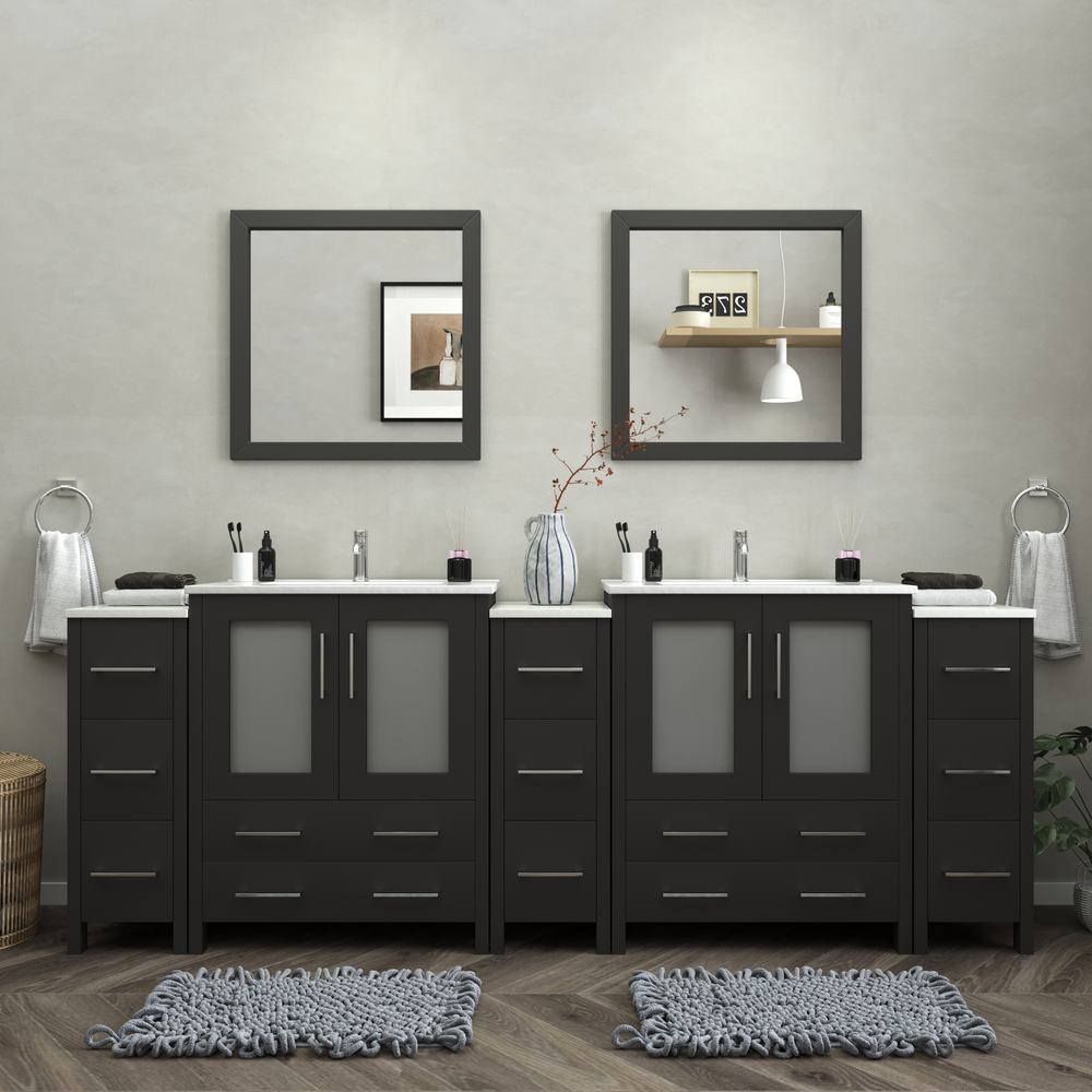 Vanity Art Brescia 96" Bathroom Vanity Double Sink Set with Ceramic Top and Mirror VA3030 New