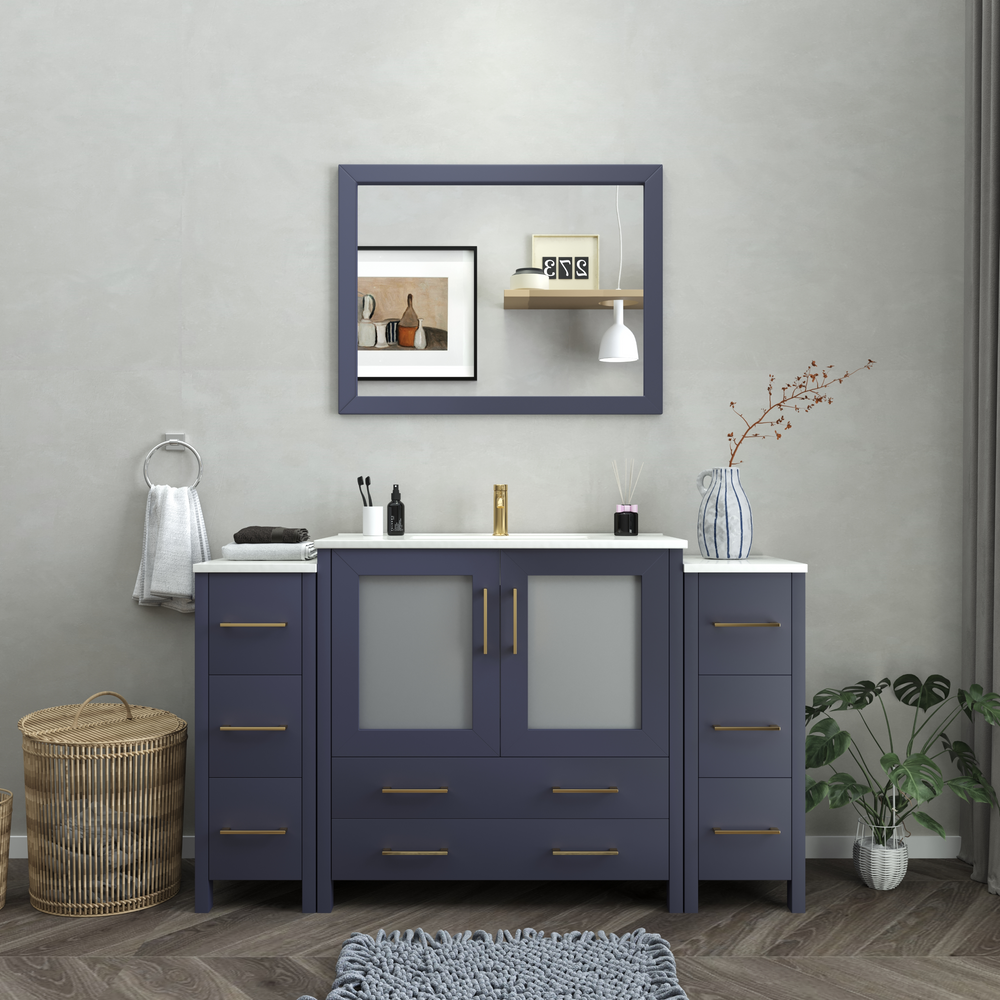 Vanity Art Brescia 60" Bathroom Vanity Single Sink Set with Ceramic Top and Mirror VA3036 New