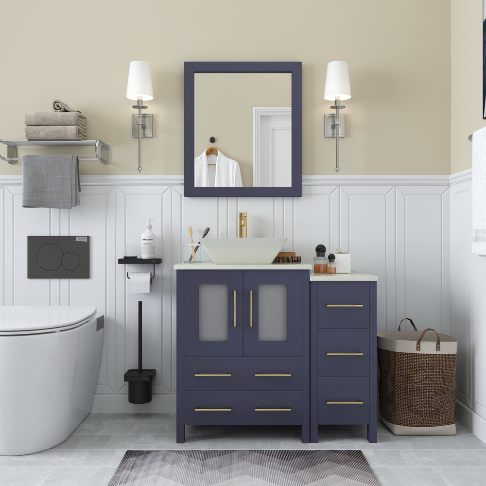 Vanity Art Ravenna 36" Bathroom Vanity Single Sink Combo Set with Marble Top and Mirror VA3124 New