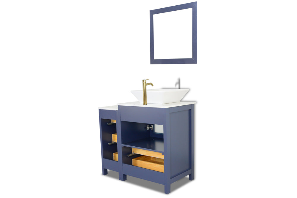 Vanity Art Ravenna 36" Bathroom Vanity Single Sink Combo Set with Marble Top and Mirror VA3124 New