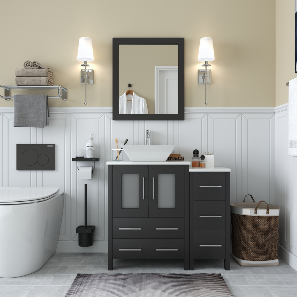 Vanity Art Ravenna 36" Bathroom Vanity Single Sink Combo Set with Marble Top and Mirror VA3124 New