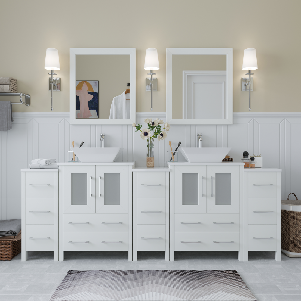 Vanity Art Ravenna 84" Bathroom Vanity Double Sink Combo Set with Marble Top and Mirror VA3124 New