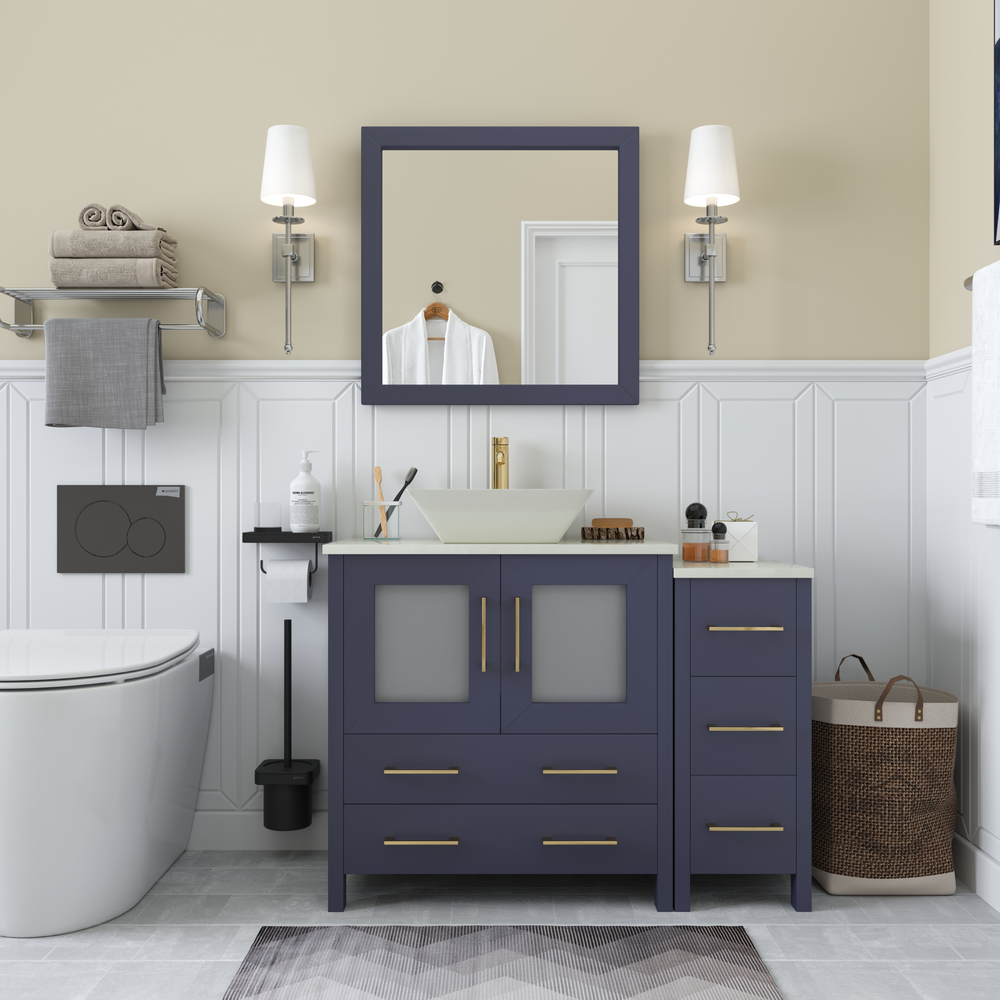 Vanity Art Ravenna 42" Bathroom Vanity Single Sink Combo Set with Marble Top and Mirror VA3130 New