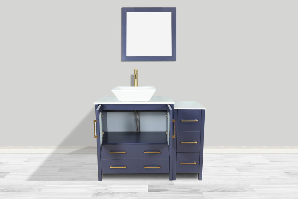 Vanity Art Ravenna 42" Bathroom Vanity Single Sink Combo Set with Marble Top and Mirror VA3130 New