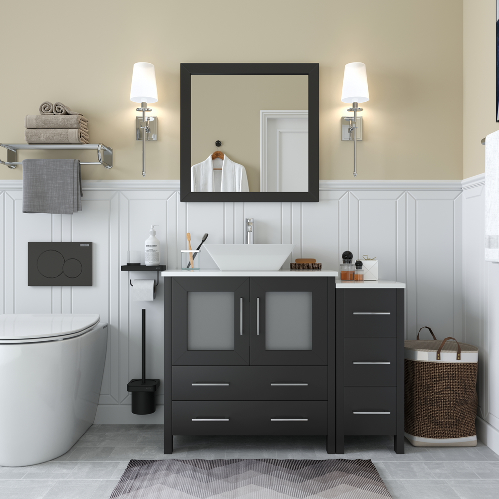 Vanity Art Ravenna 42" Bathroom Vanity Single Sink Combo Set with Marble Top and Mirror VA3130 New