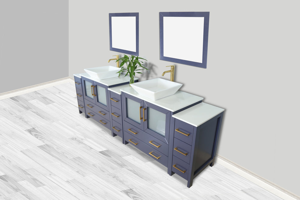 Vanity Art Ravenna 108" Bathroom Vanity Double Sink Combo Set with Marble Top and Mirror VA3136 New