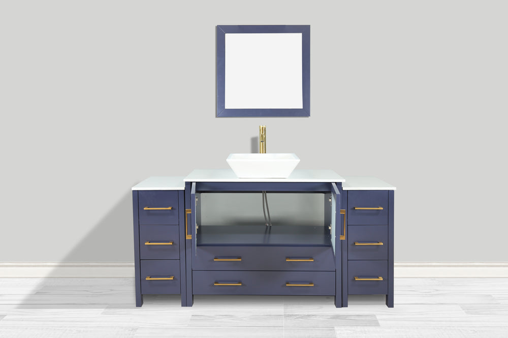 Vanity Art Ravenna 60" Bathroom Vanity Single Sink Combo Set with Marble Top and Mirror VA3136 New